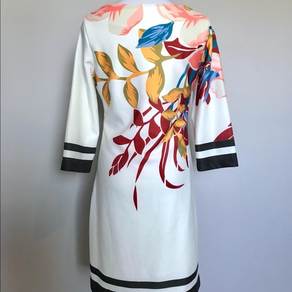 2000s neoprene geometric + floral Print dress - Picture 6 of 7